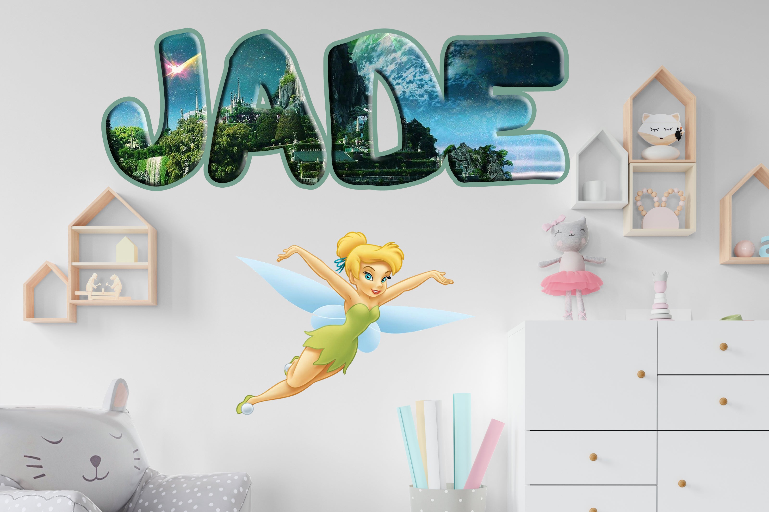 Tinkerbell Fairy Dust Personalized Custom Name Wall Sticker Decal WP308