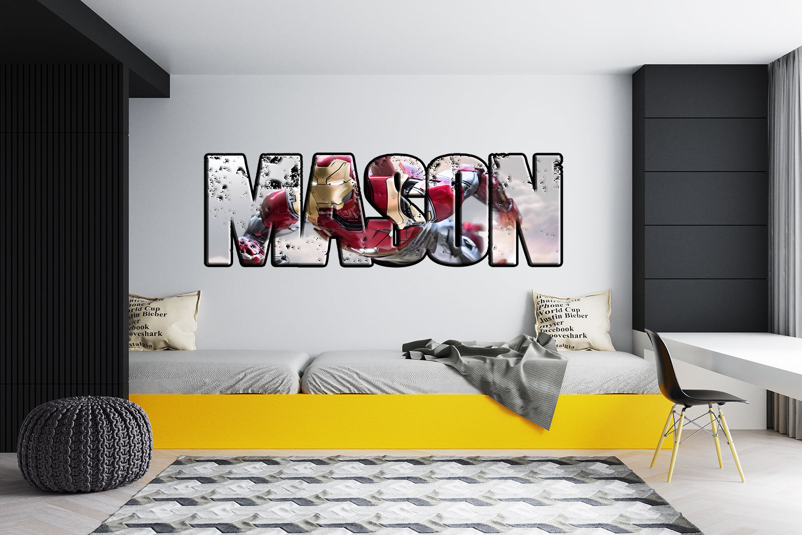 THE AVENGERS Super Heroes Personnalisé Custom Name Wall Sticker Decal WP75
