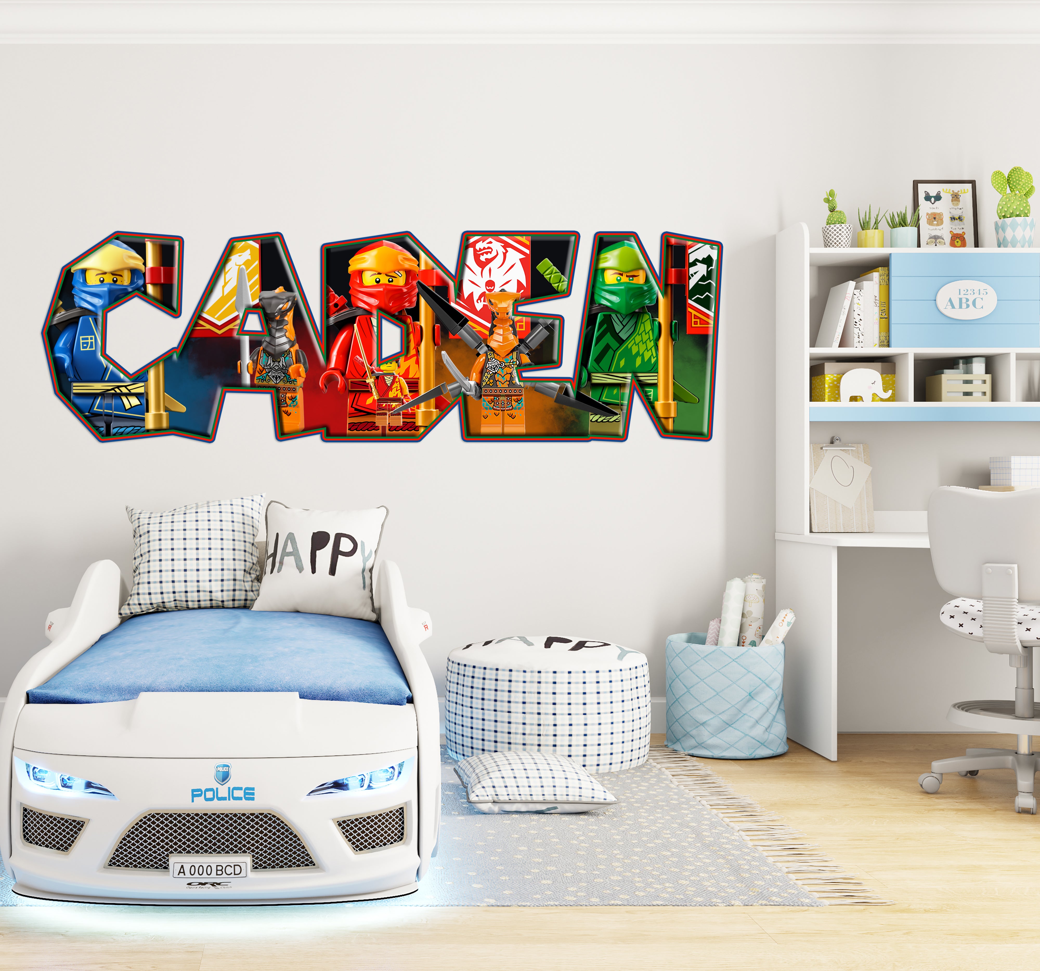 Ninjago Lego Personalized Custom Name Wall Sticker Decal WP333