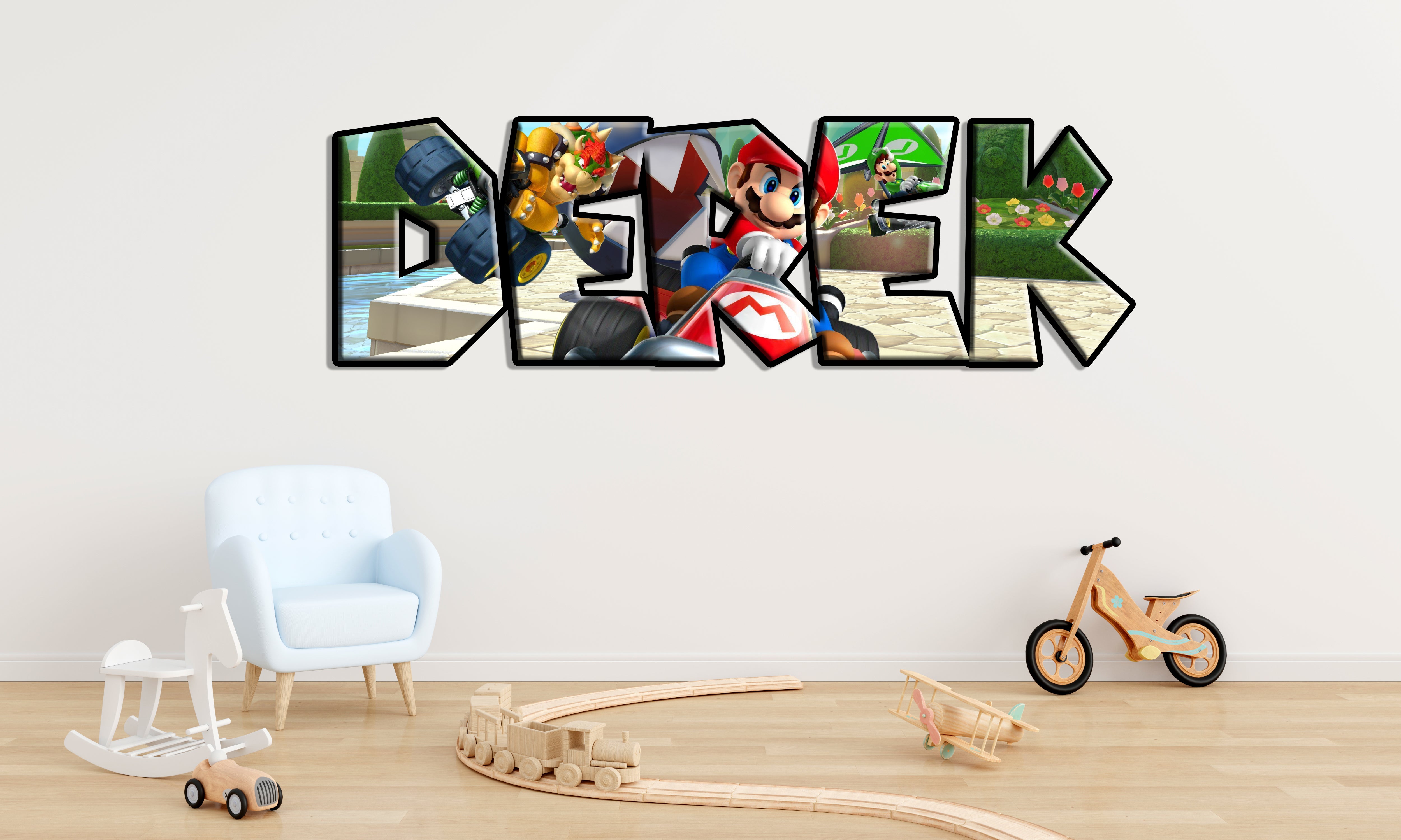 Mario Kart Super Mario Bros Personalized Custom Name Wall Sticker Decal WP344