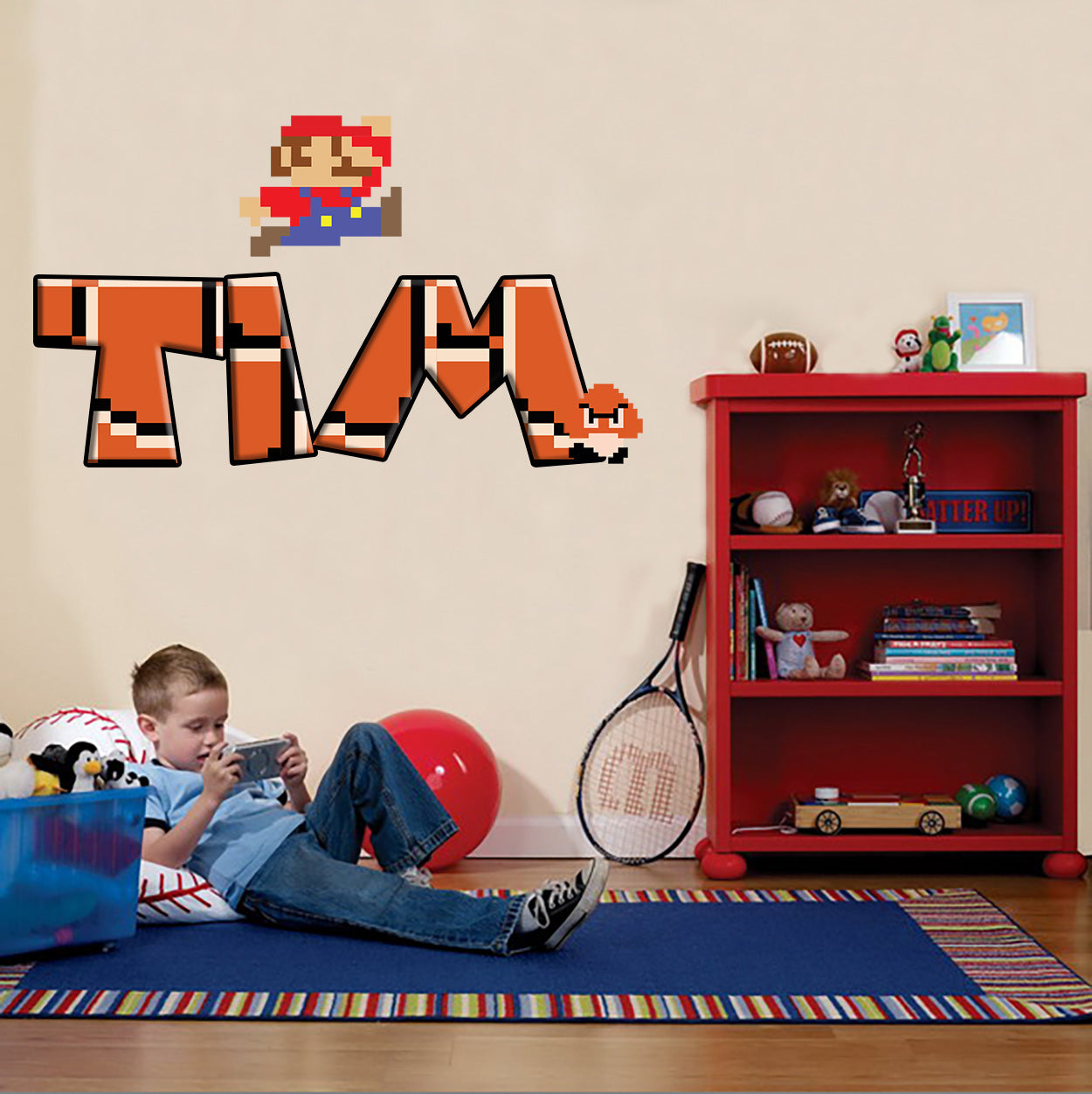Super Mario Bros Retro Personnalisé Custom Name Wall Sticker Decal WP34