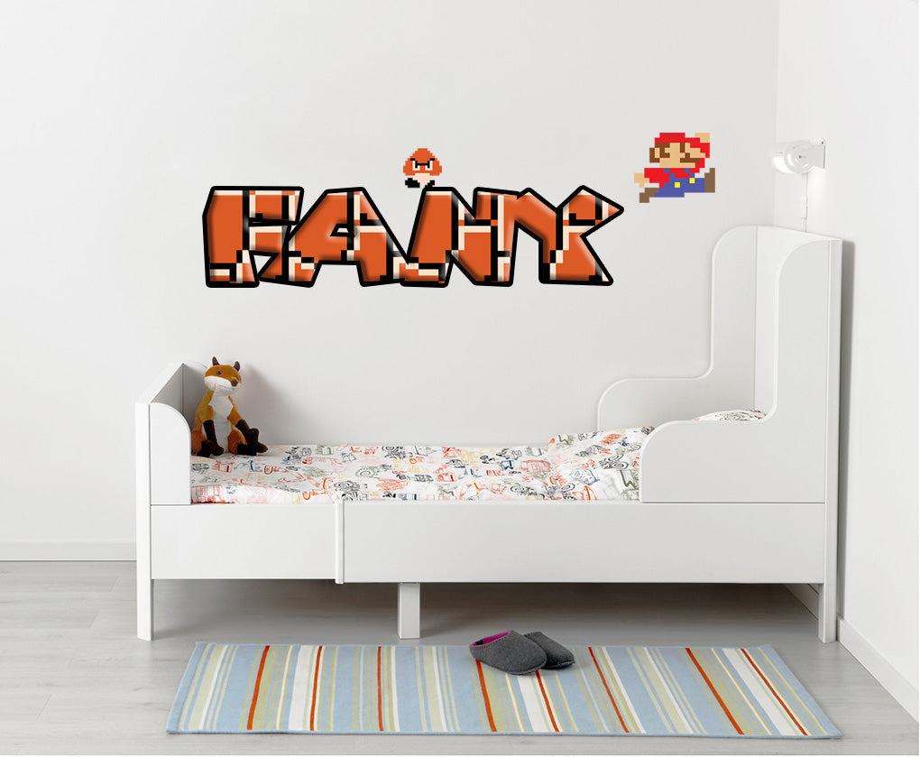 Super Mario Bros Retro Personnalisé Custom Name Wall Sticker Decal WP34