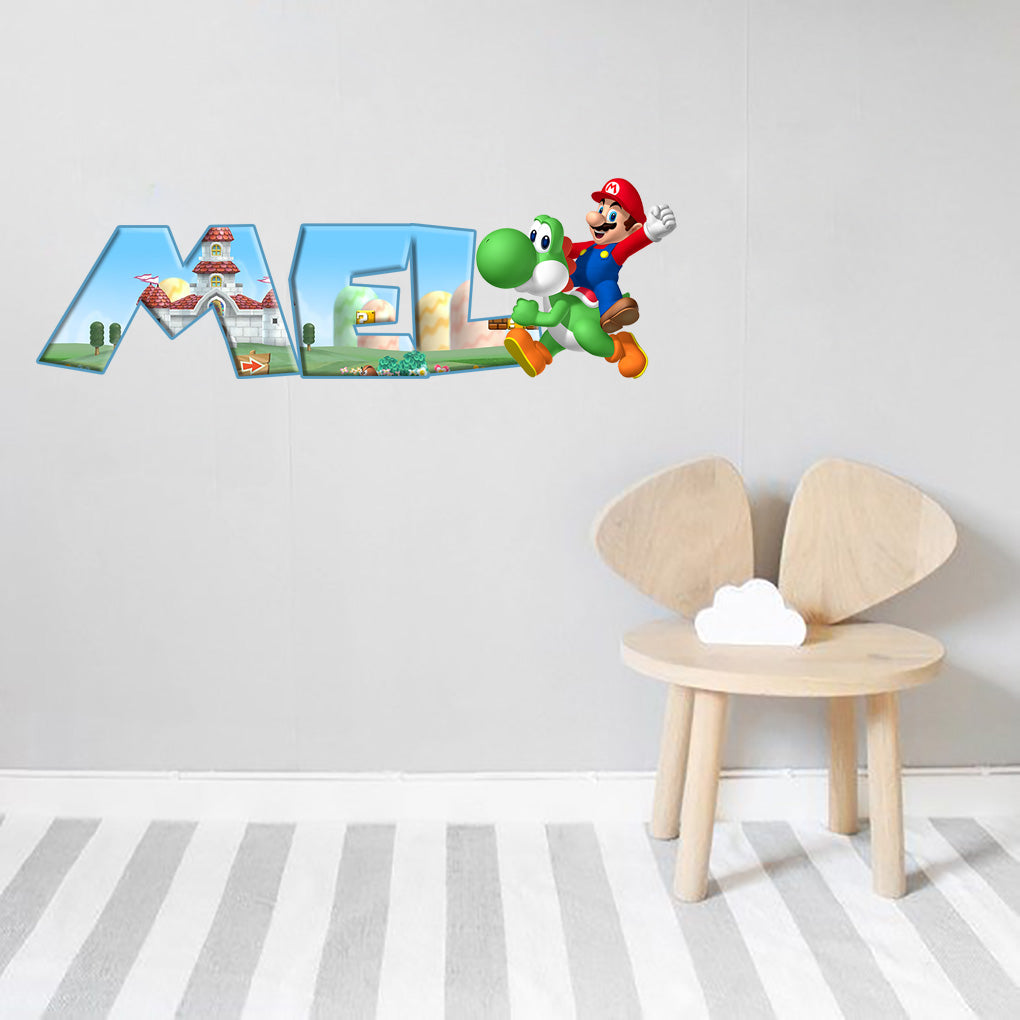 Super Mario Bros Personalized Custom Name Wall Sticker Decal WP37
