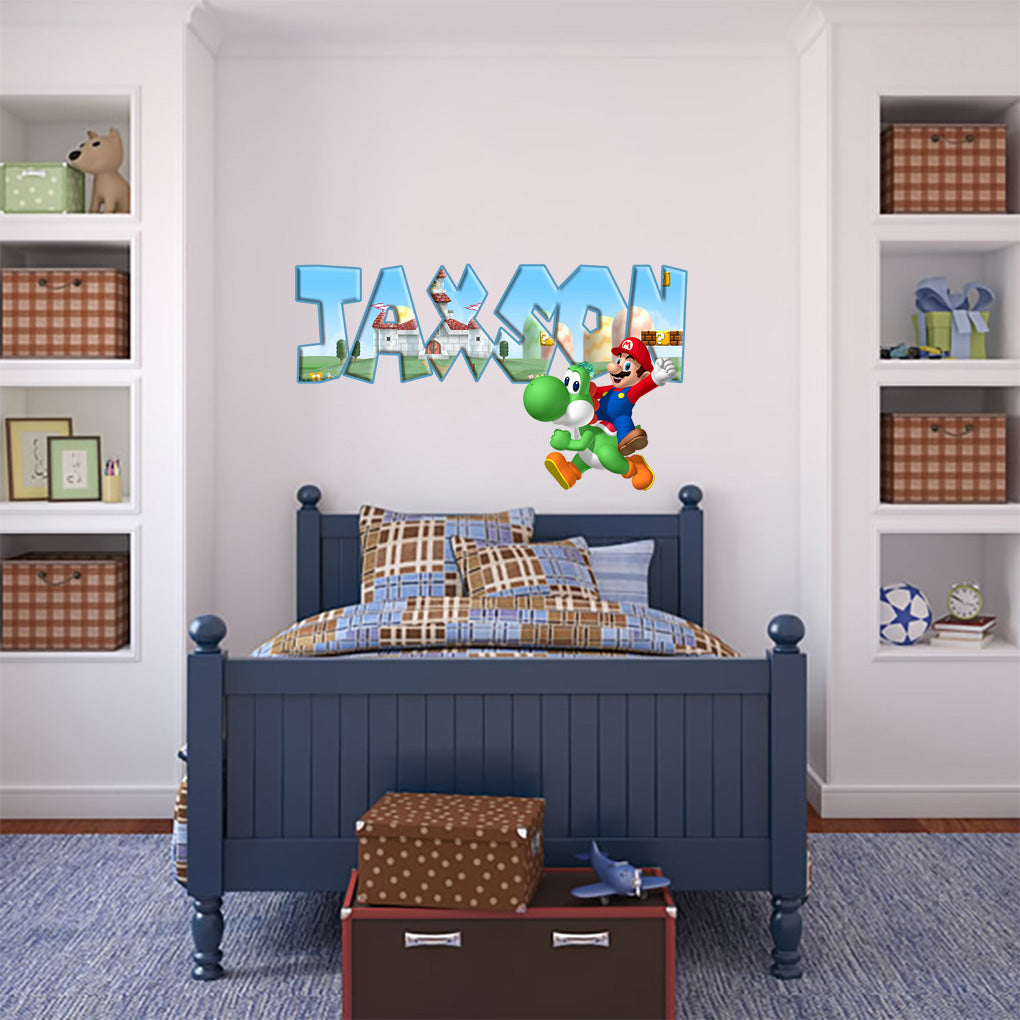 Super Mario Bros Personalized Custom Name Wall Sticker Decal WP37