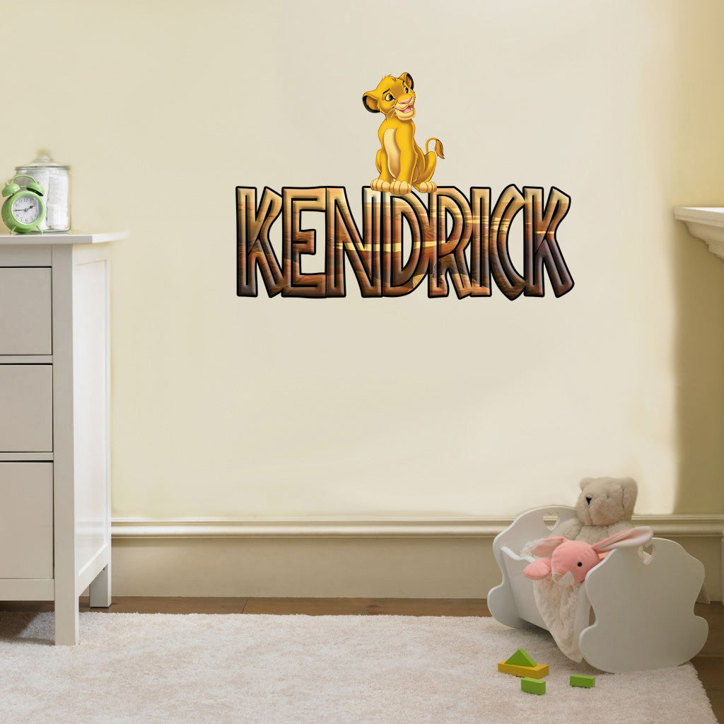 Simba Lion King Personalized Custom Name Wall Sticker Decal WP42