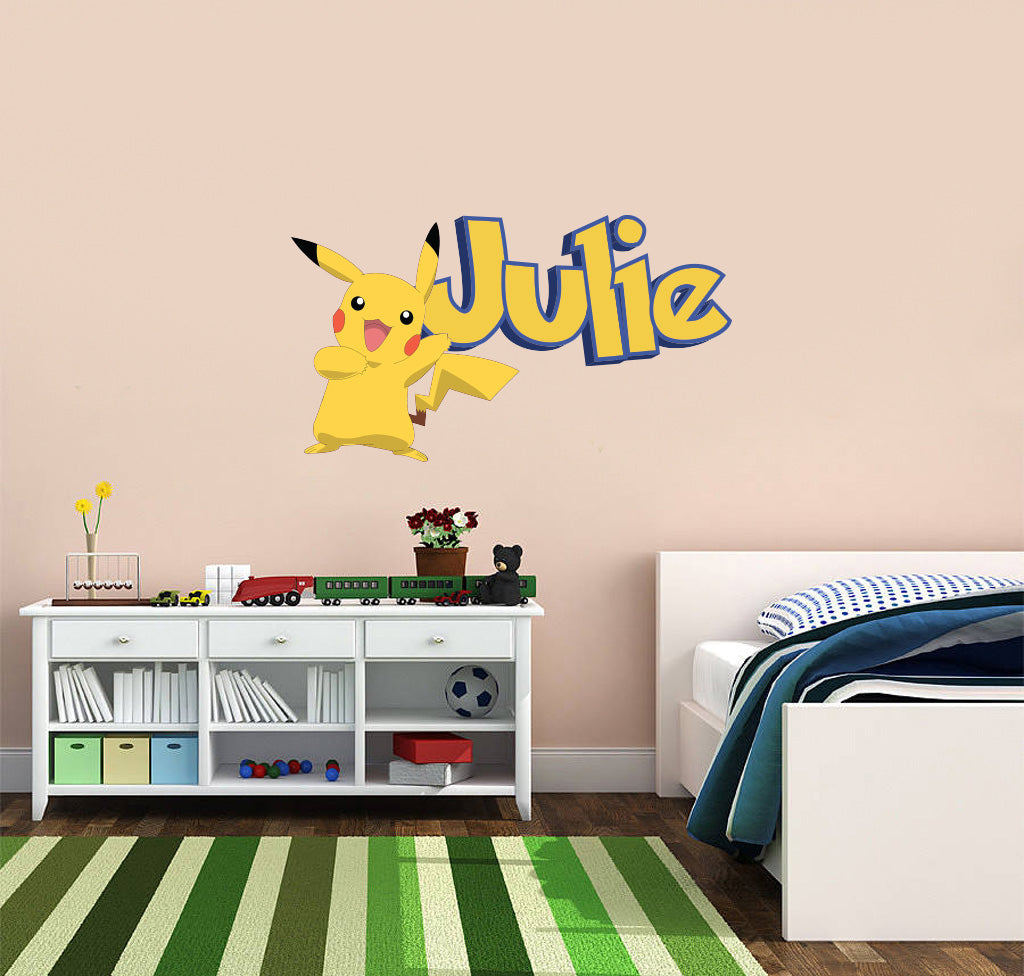 Pikachu Personalized Custom Name Wall Sticker Decal WP46