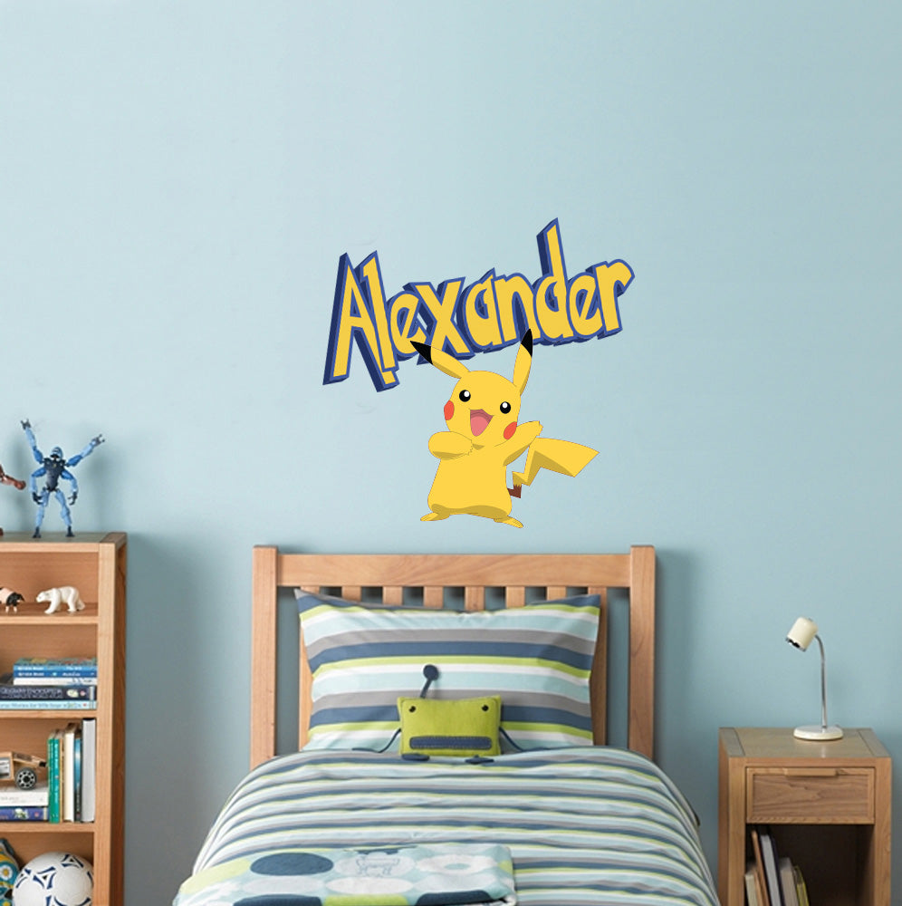 Pikachu Personalized Custom Name Wall Sticker Decal WP46