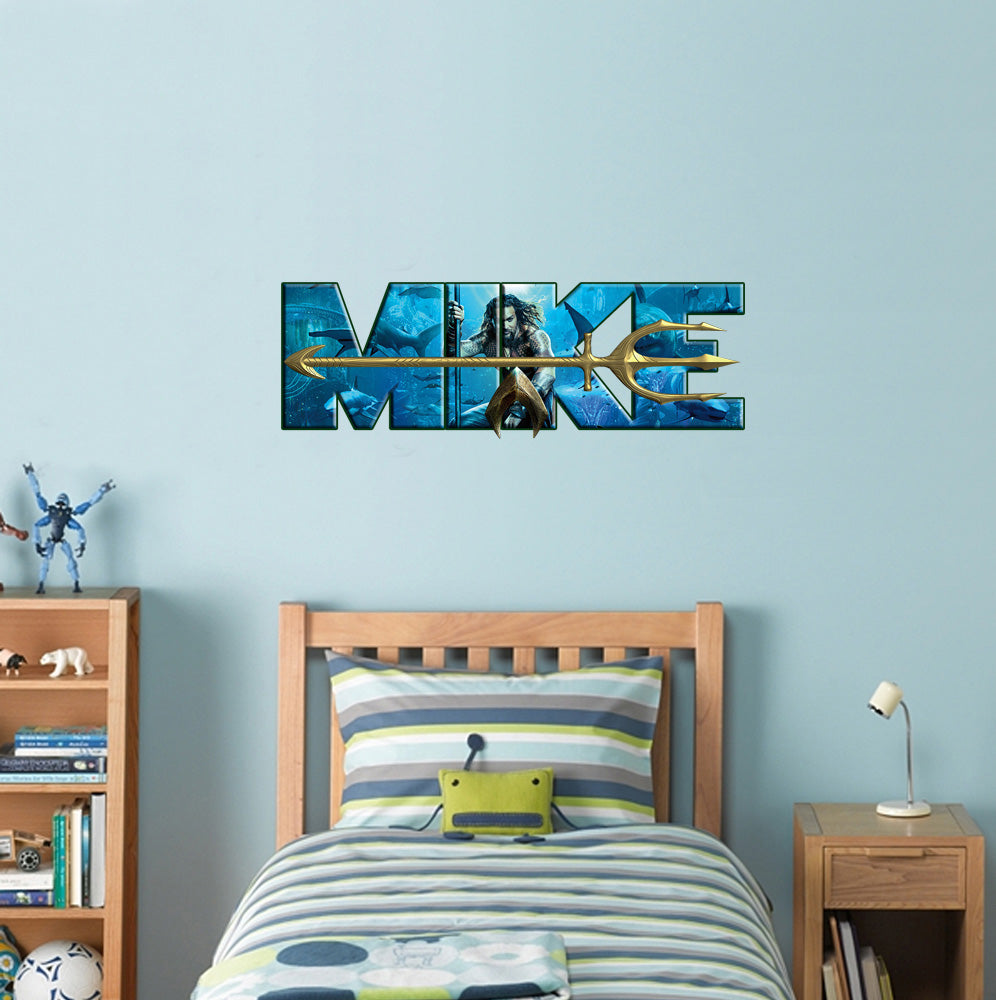 Aqua-Man Personalized Custom Name Wall Sticker Decal WP52