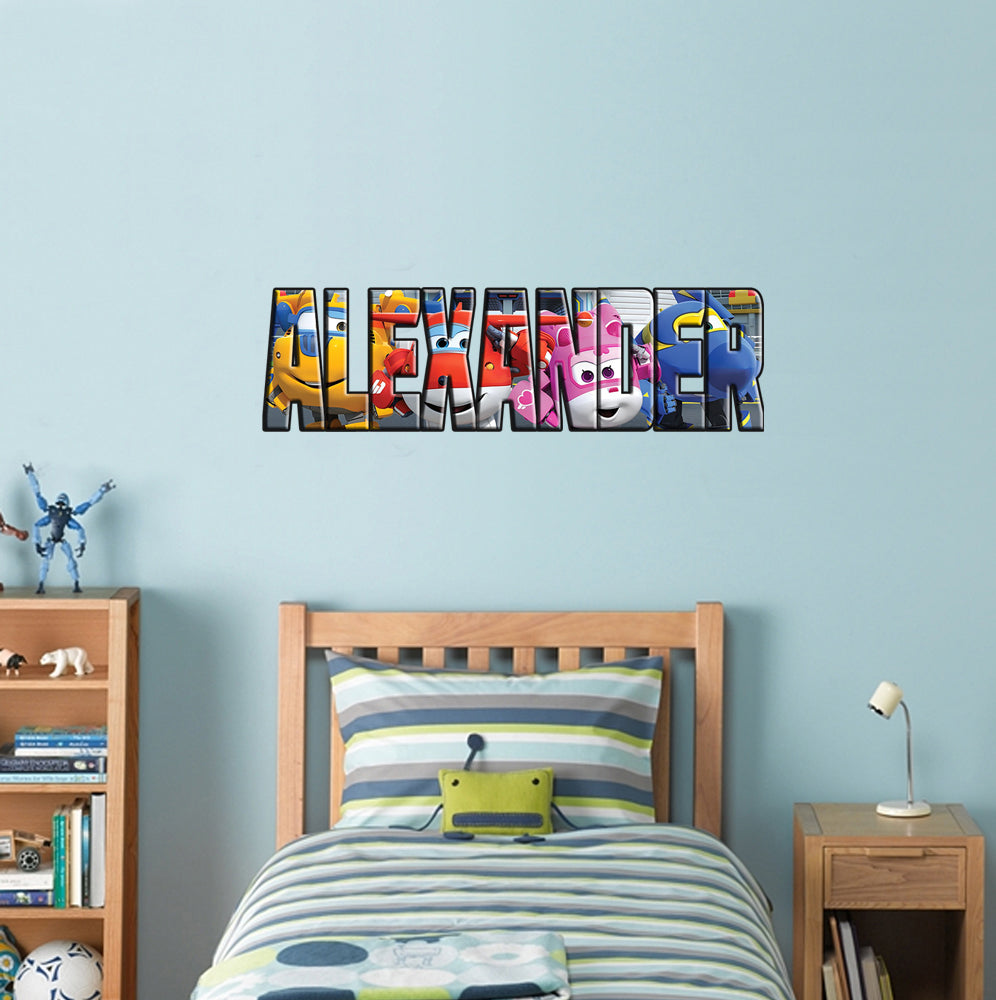 Super Wings Personalized Custom Name Wall Sticker Decal WP59