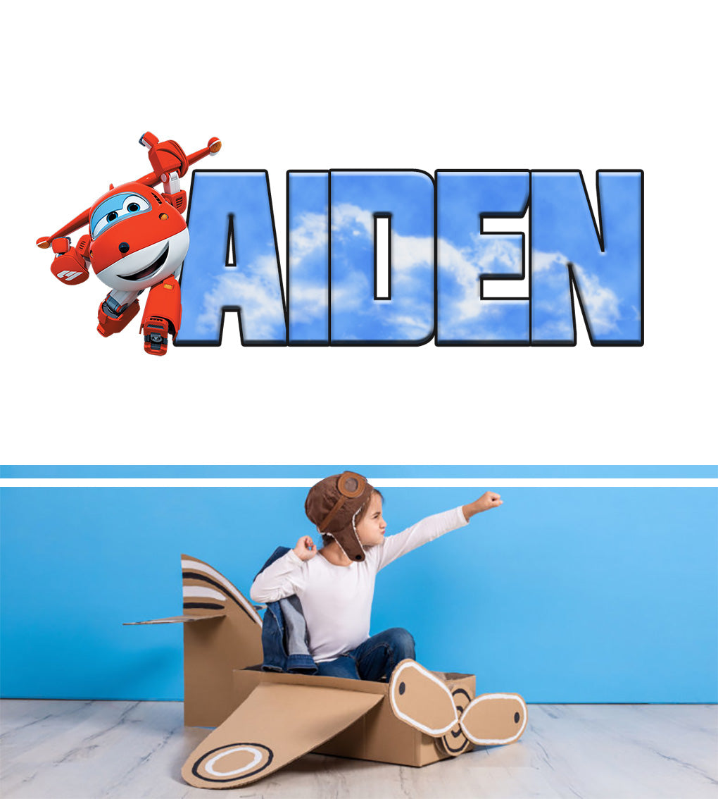 JETT Super Wings Personalized Custom Name Wall Sticker Decal WP61