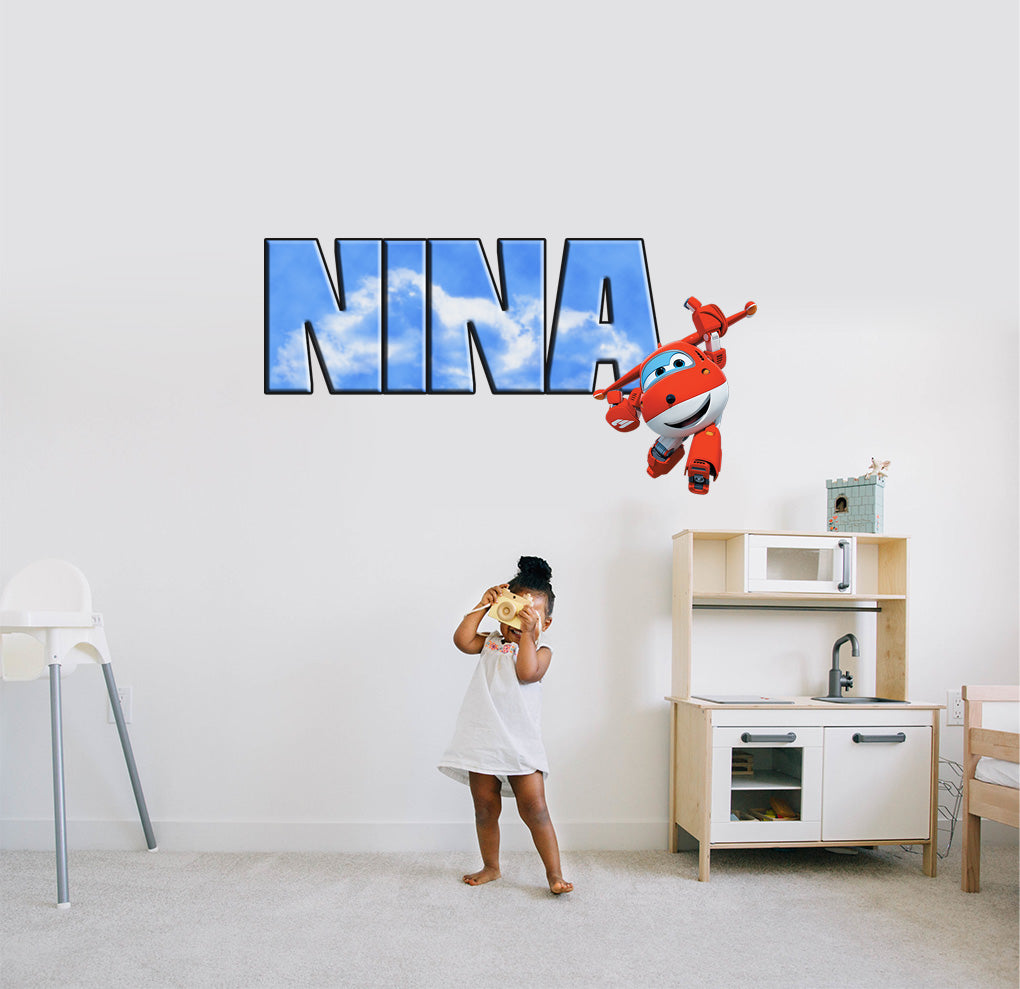 JETT Super Wings Personalized Custom Name Wall Sticker Decal WP61