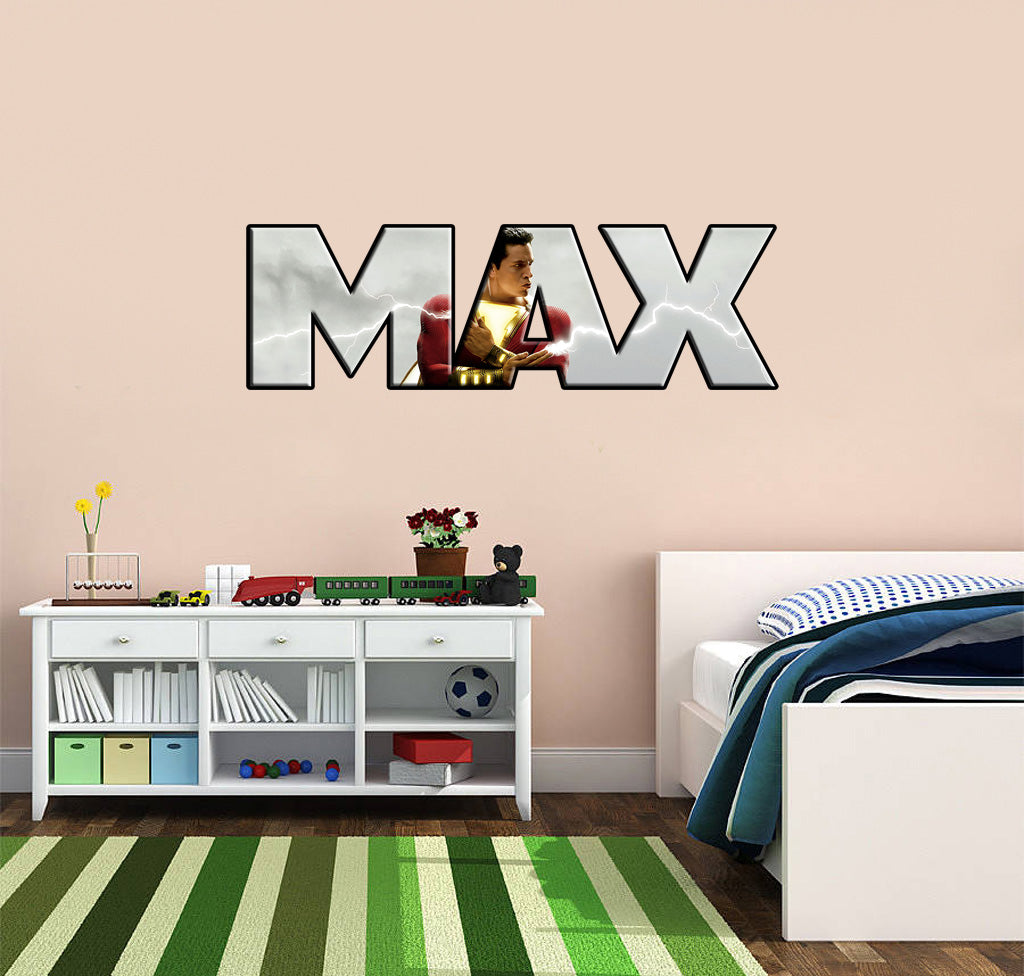 Shazam Superhero Personalized Custom Name Wall Sticker Decal WP63