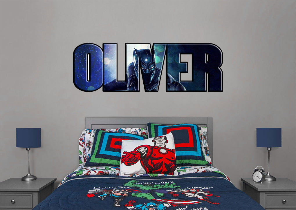 Black Panther Personalized Custom Name Wall Sticker Decal WP69