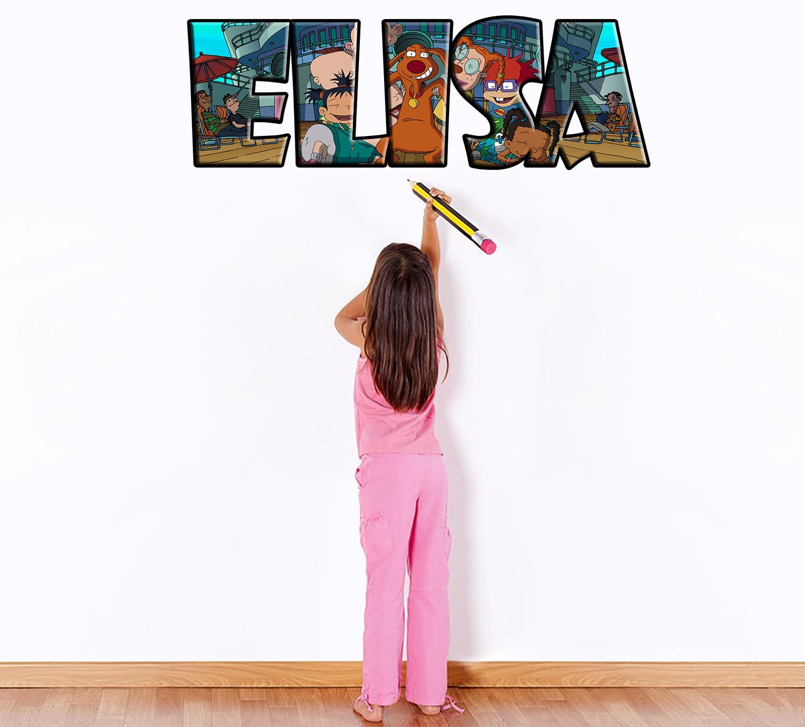 Enfants TV Series Caractères Personnalisé Custom Name Wall Sticker Decal WP79