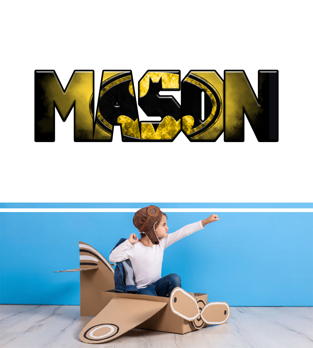 Batman Super Hero Personalized Custom Name Wall Sticker Decal WP81