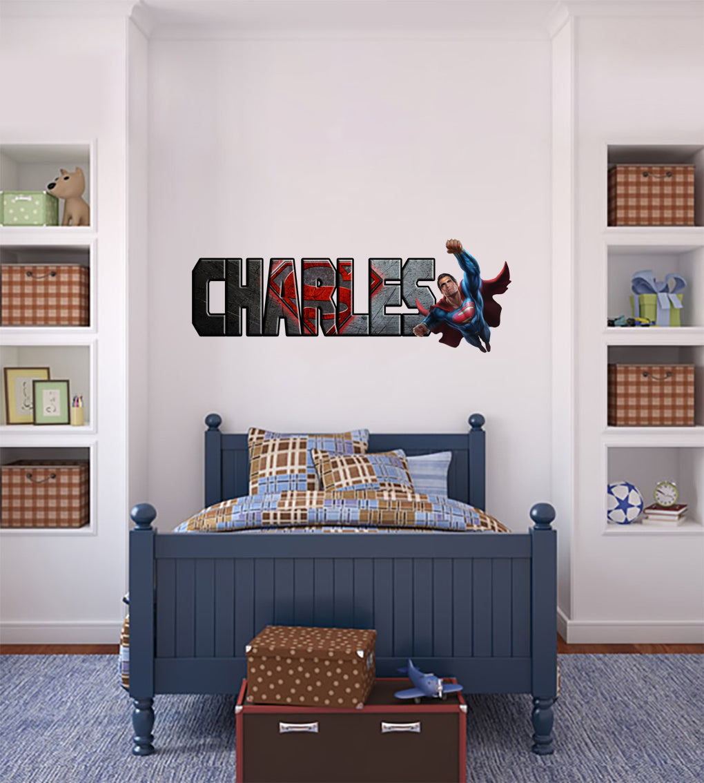 Superman Personalized Custom Name Wall Sticker Decal WP84