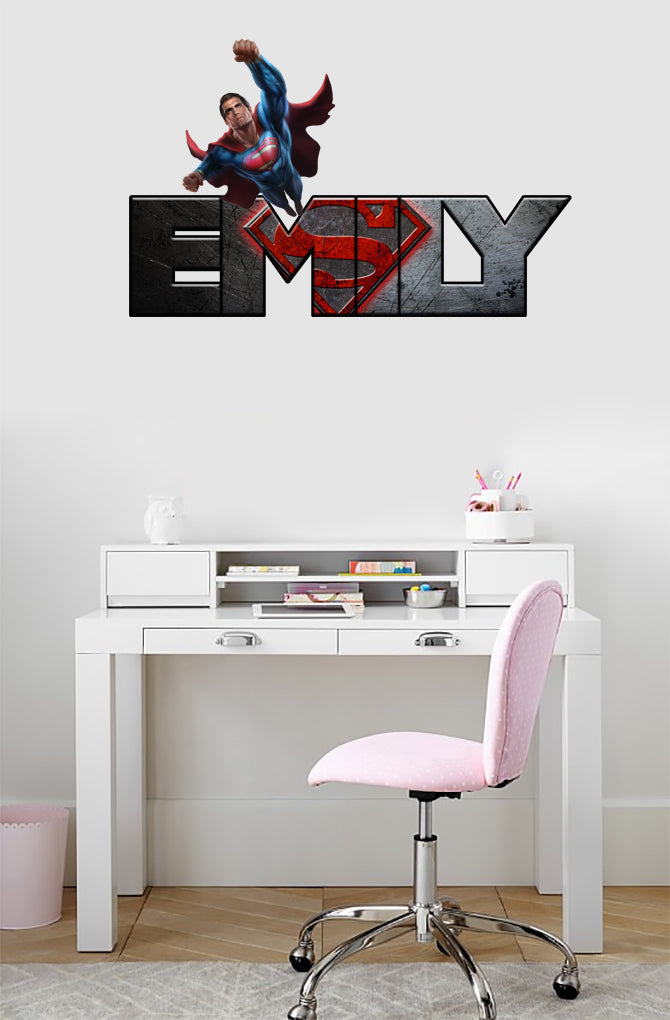 Superman Personalized Custom Name Wall Sticker Decal WP84