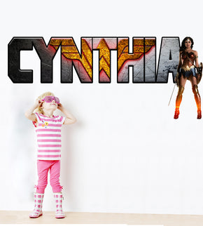 Wonder Woman Personalized Custom Name Wall Sticker Decal WP85