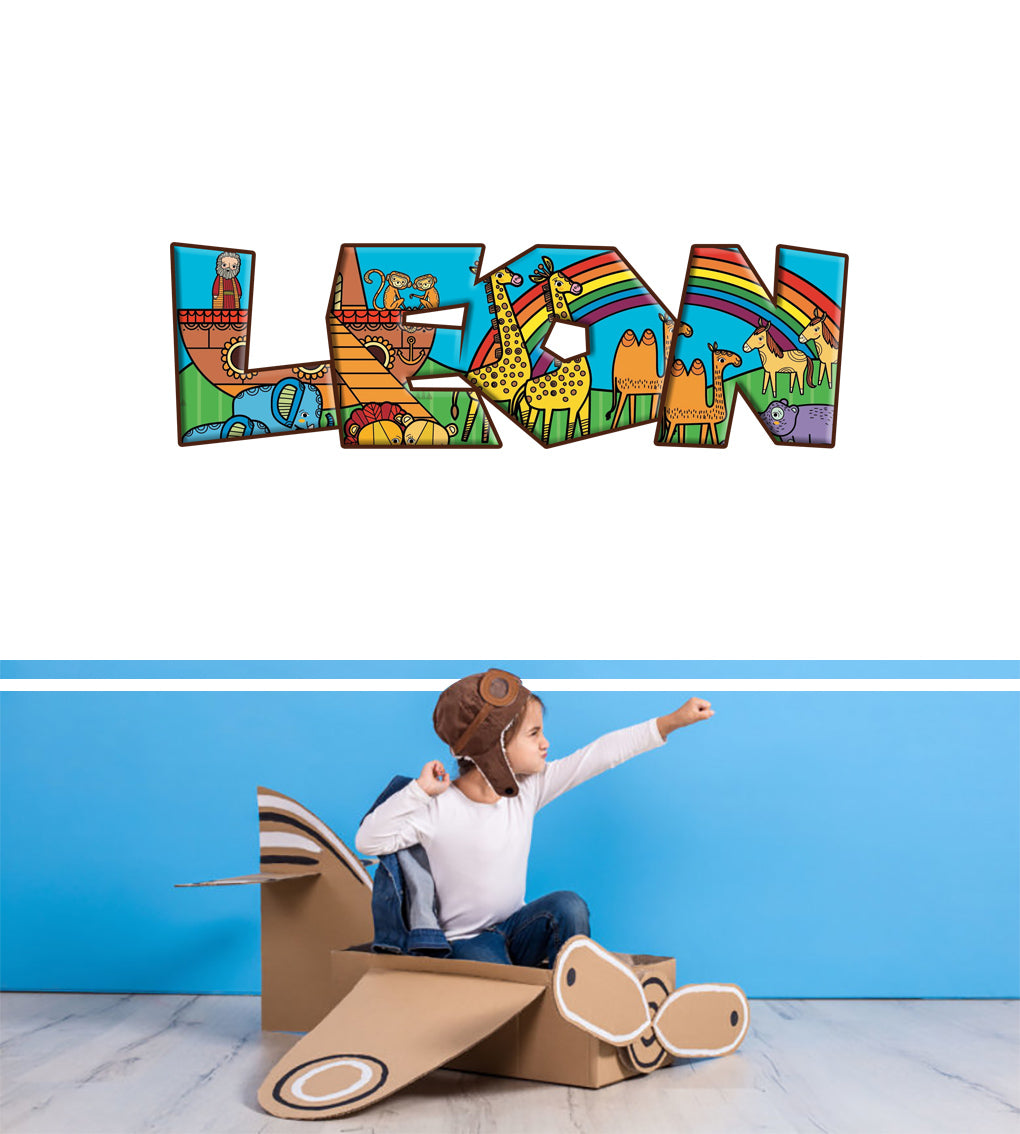 Noah's Ark Personalized Custom Name Wall Sticker Decal WP88