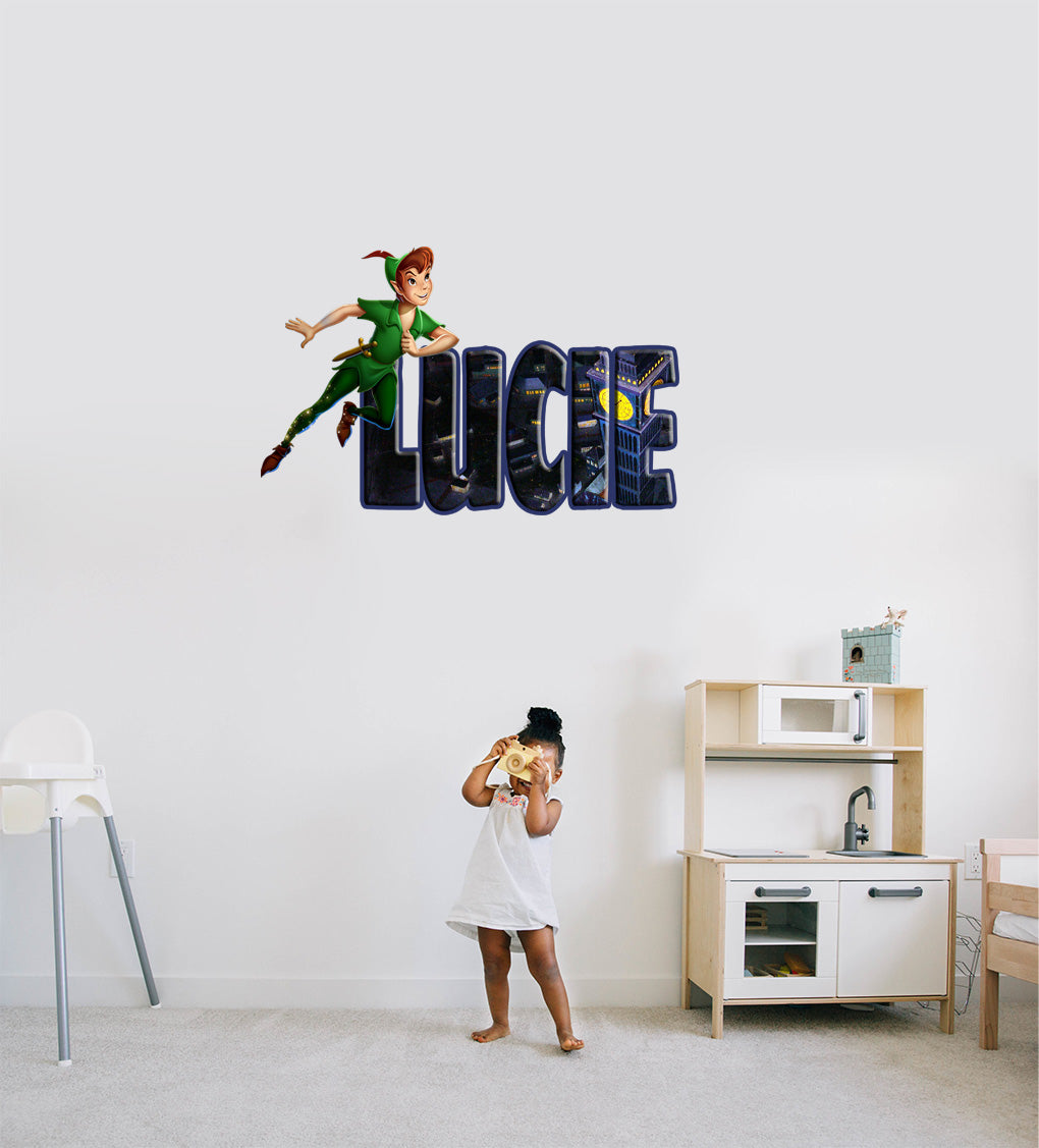 Peter Pan Personalized Custom Name Wall Sticker Decal WP98