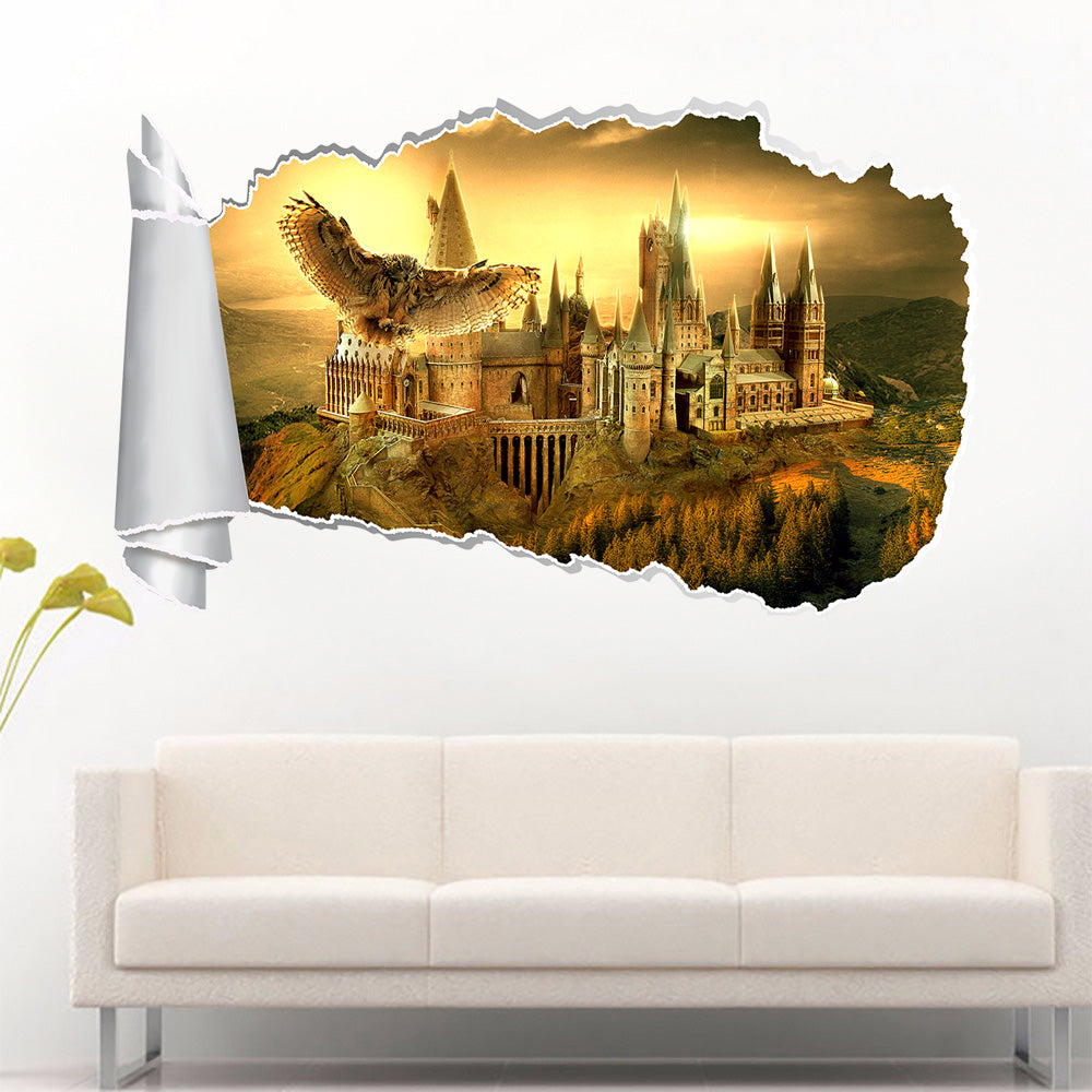 Harry Potter Hogwarts Castle 3D Torn Paper Effect Decal Wall Sticker WT114