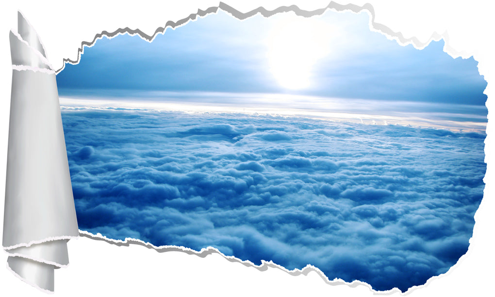 Clouds Sky 3D Torn Paper Hole Ripped Effect Decal Wall Sticker