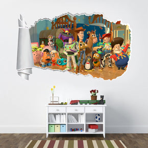 Toy Story Buzz Woody 3D Torn Paper Hole Ripped Effect Decal Wall Sticker WT241