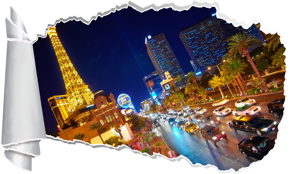Las Vegas Strip 3D Torn Paper Hole Ripped Effect Decal Wall Sticker