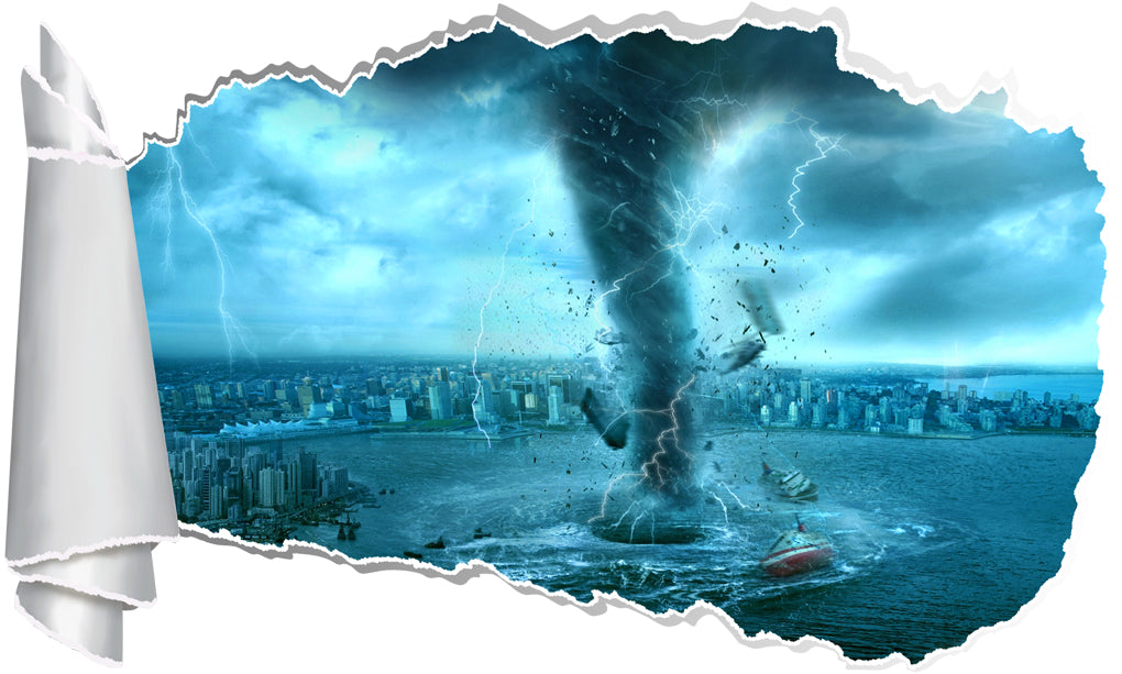 Tornado Storm 3D Torn Paper Hole Ripped Effect Autocollant mural décalcomanies