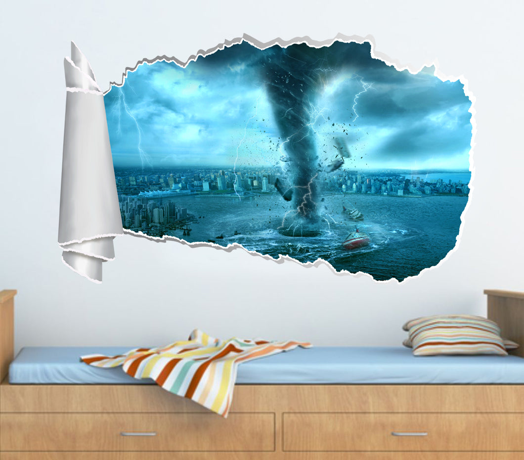 Tornado Storm 3D Torn Paper Hole Ripped Effect Autocollant mural décalcomanies
