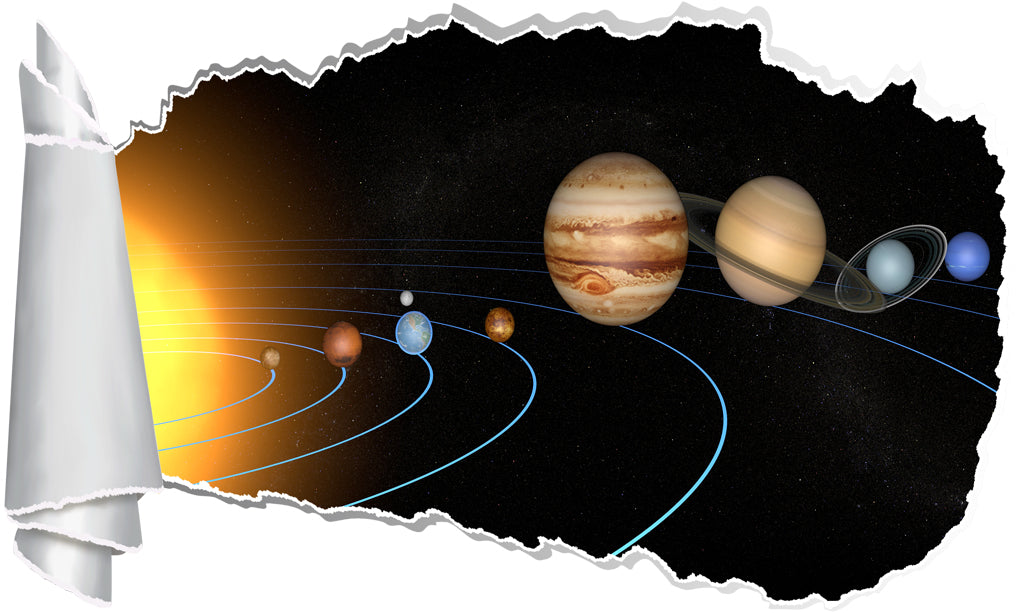 Solar System Planets Space 3D Torn Paper Hole Ripped Effect Decal Wall Sticker