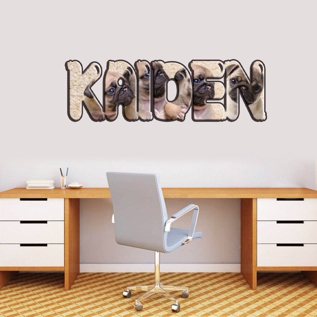 Pug Dogs Custom Personalized Name Wall Sticker Decal WP157