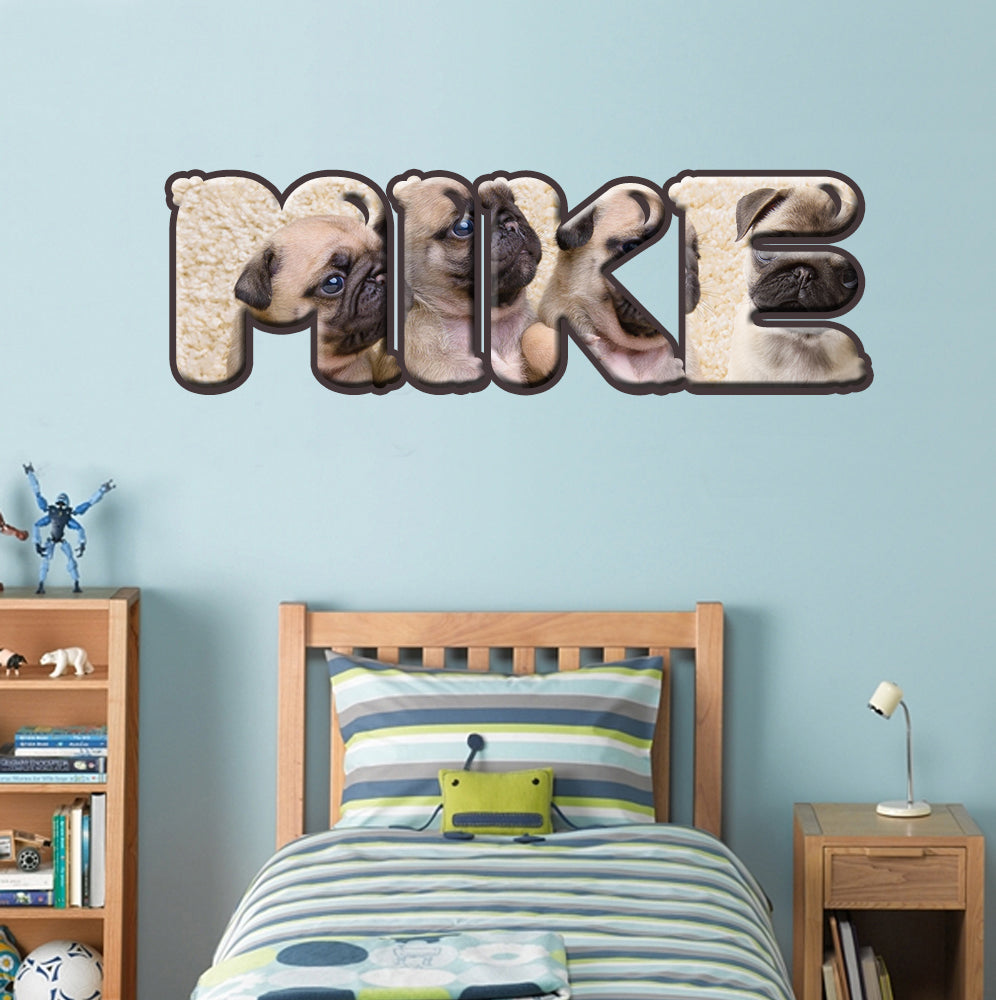 Pug Dogs Custom Personalized Name Wall Sticker Decal WP157