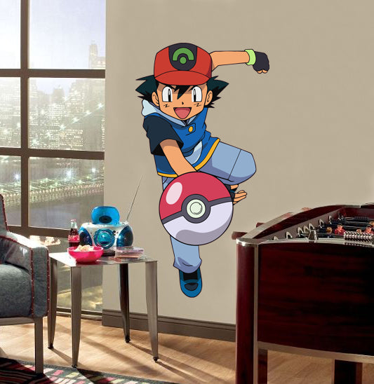 ASH KETCHUM Pokemon Wall Sticker Removable Decal Decor Wall Art C352