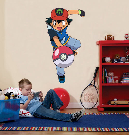 ASH KETCHUM Pokemon Wall Sticker Removable Decal Decor Wall Art C352