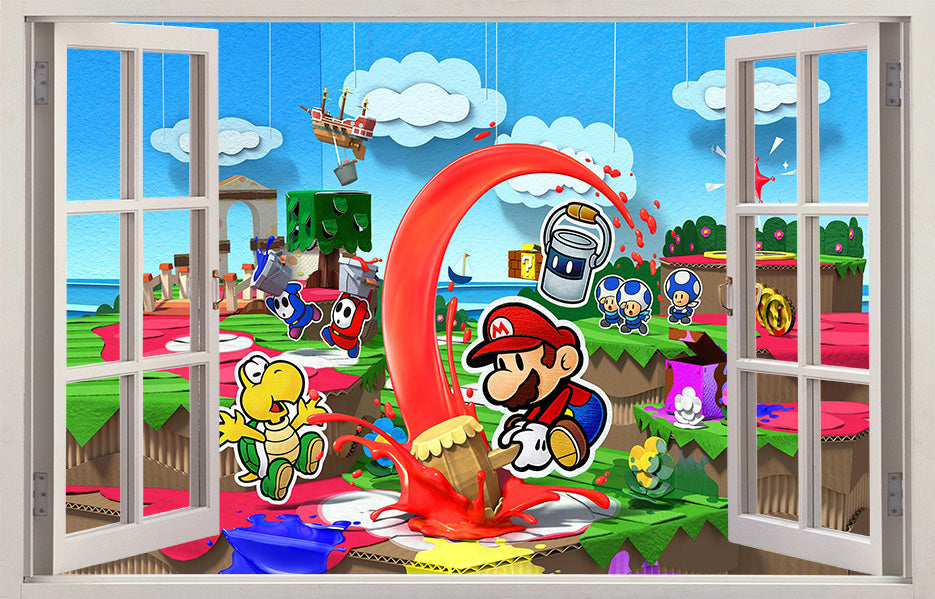 Paper Mario 3D Window View Wall Sticker Decal J1511
