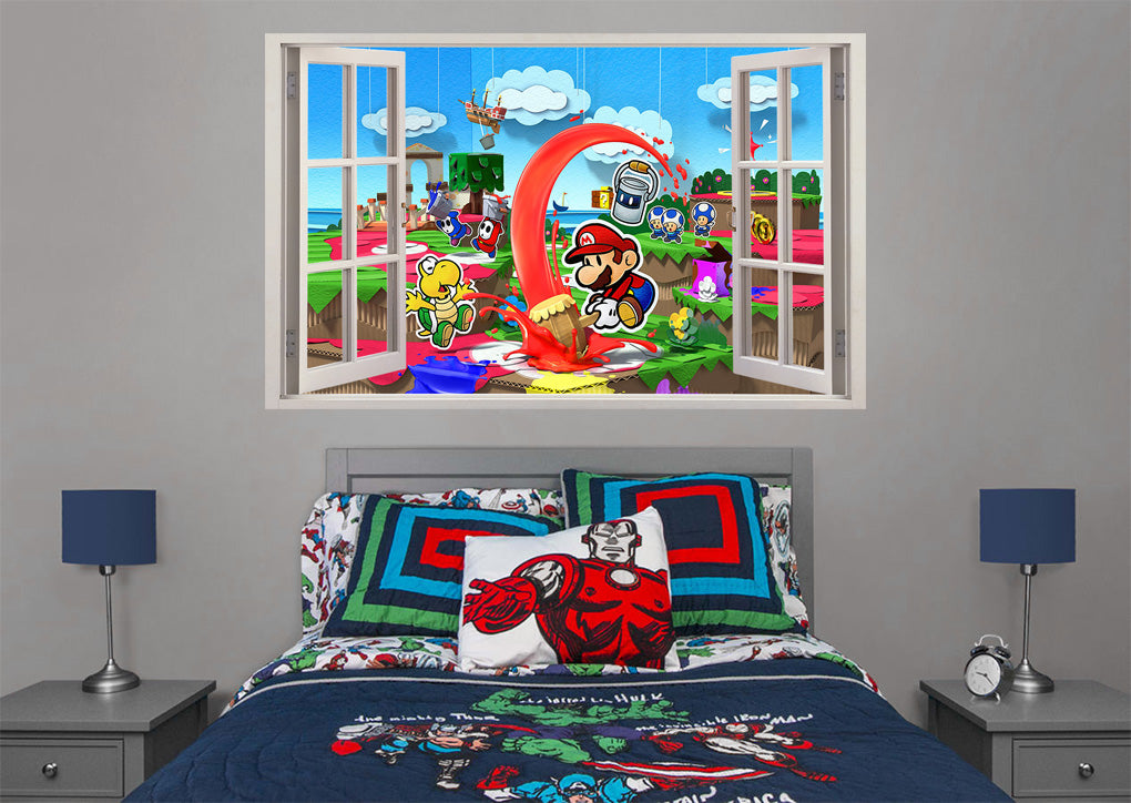 Paper Mario 3D Window View Wall Sticker Decal J1511