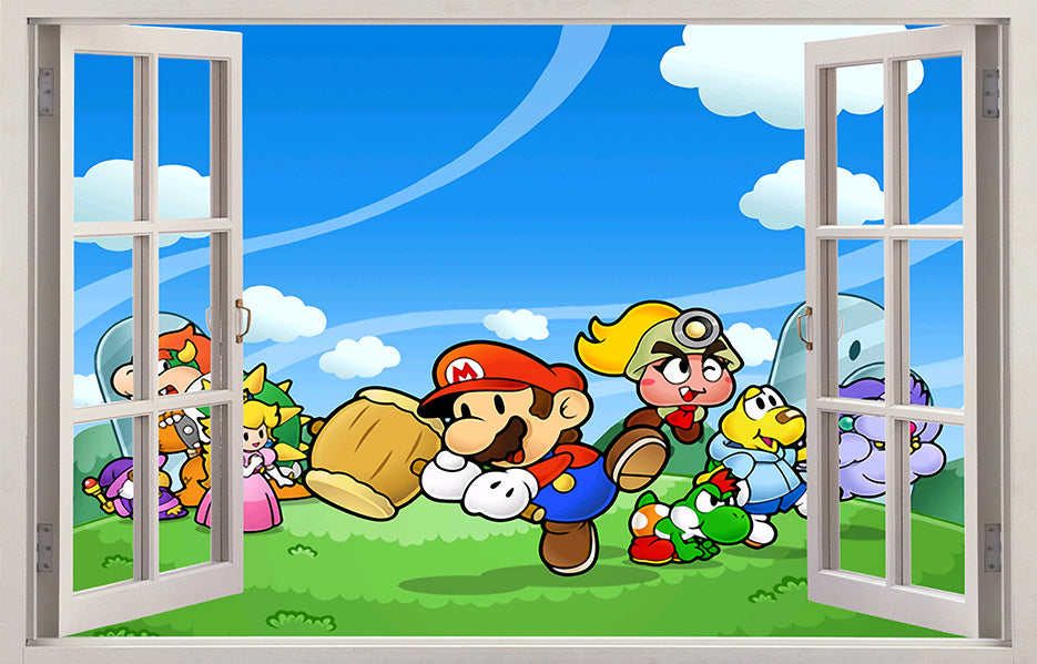 Paper Mario 3D Window View Wall Sticker Decal J1512