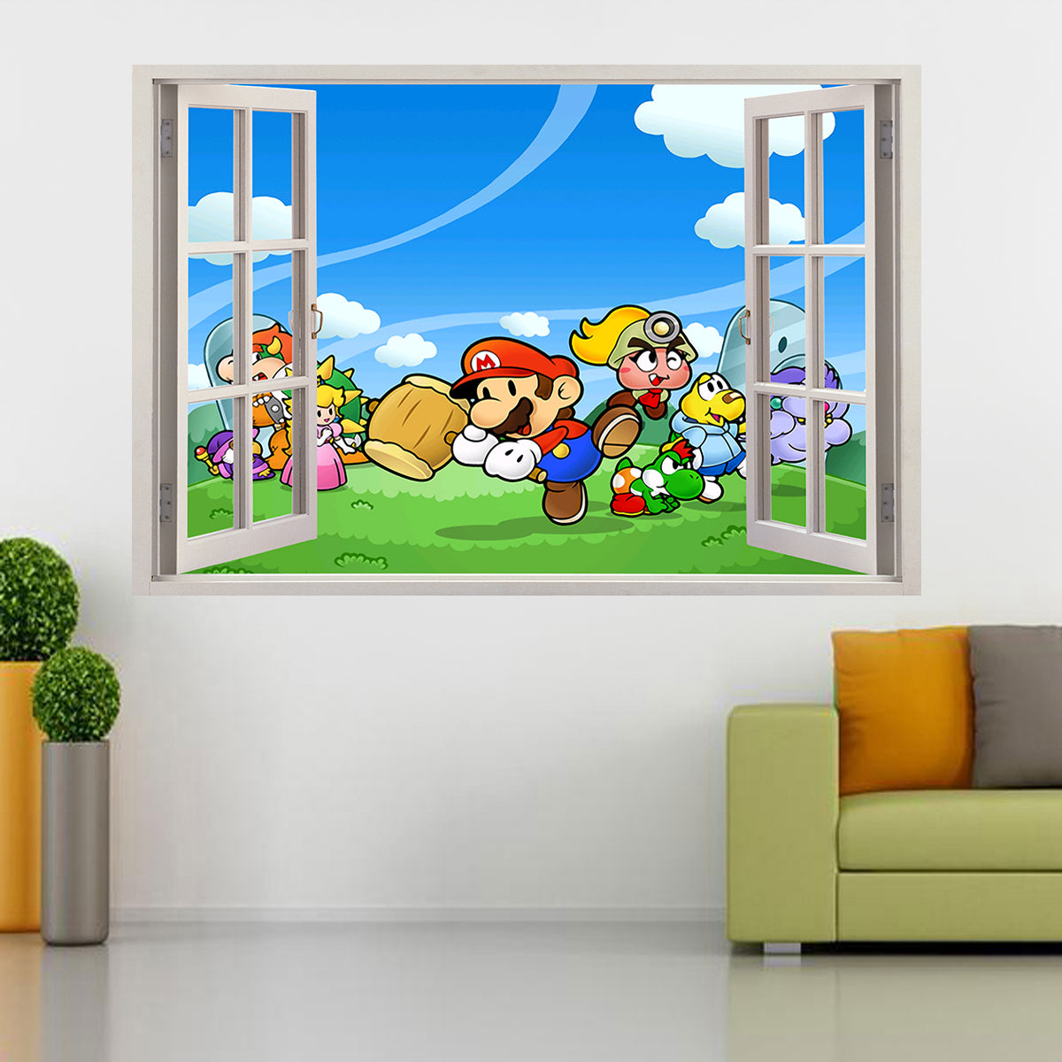Paper Mario 3D Window View Wall Sticker Decal J1512