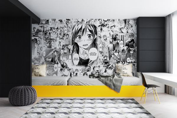Anime Manga Wallpaper Woven Self-Adhesive Wall Mural Art Decal Home Decor  M296