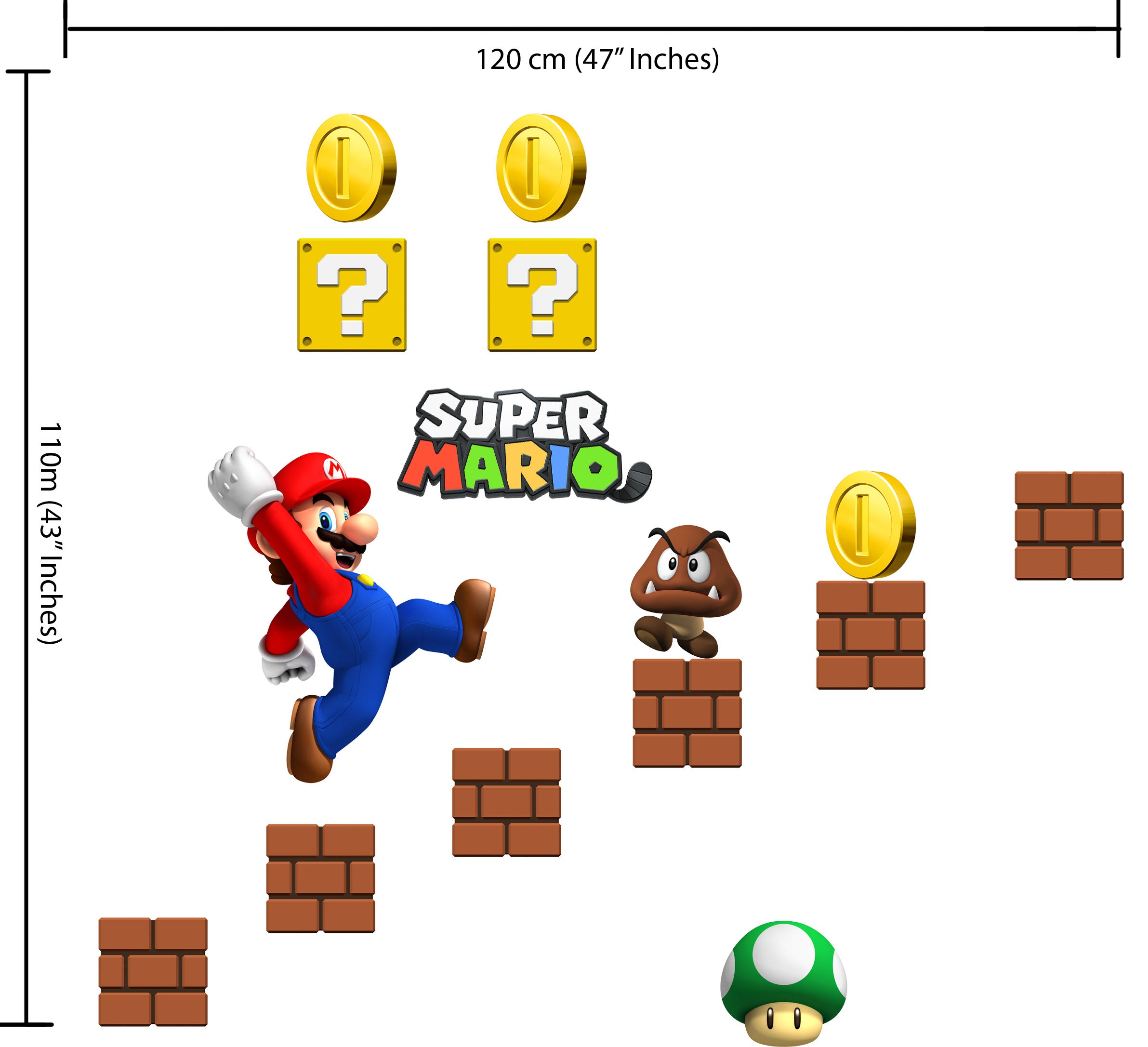 Super Mario Bros Set Wall Sticker Decal 021