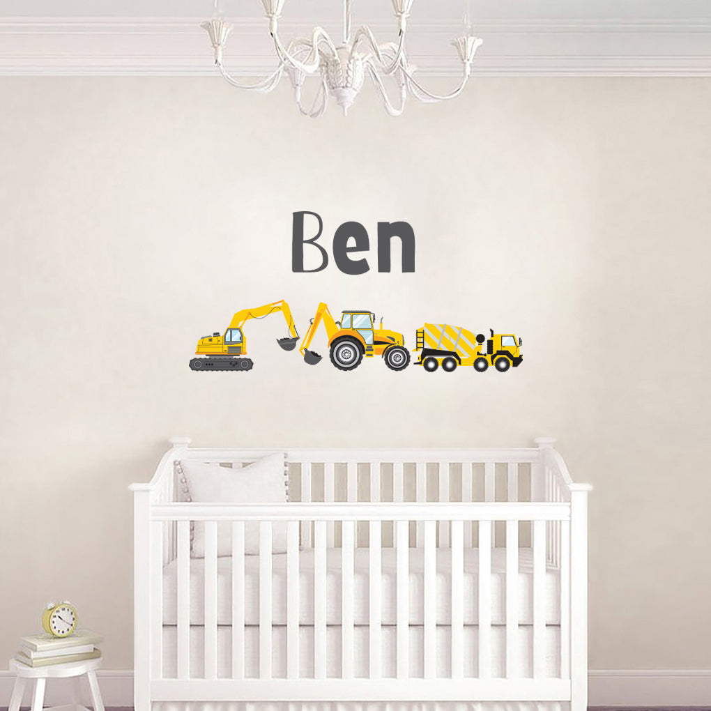 TRACTORS Personalized Custom Name Wall Sticker Decal WC312