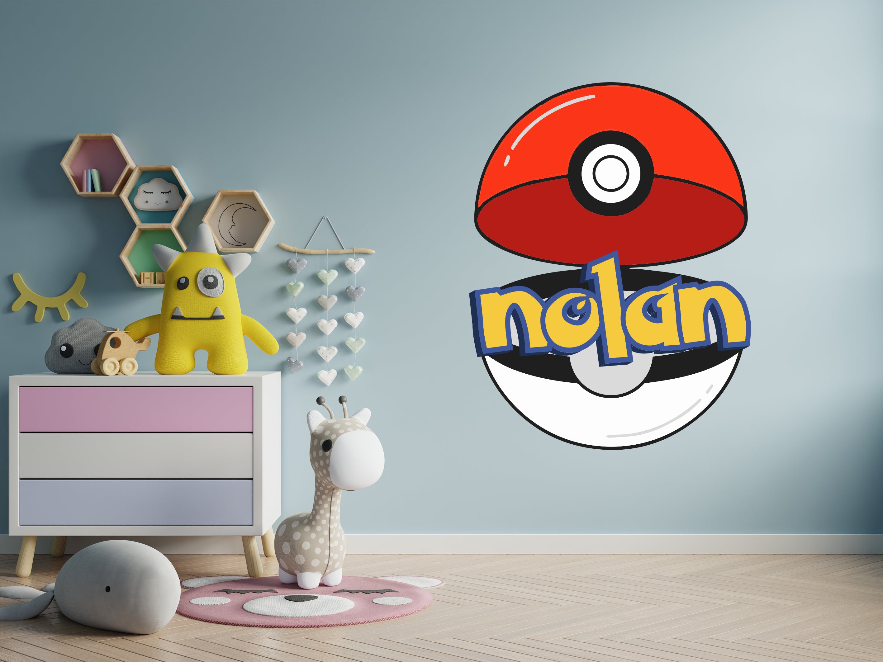 Pokeball Personalized Custom Name Pokemon Wall Sticker Decal WP330