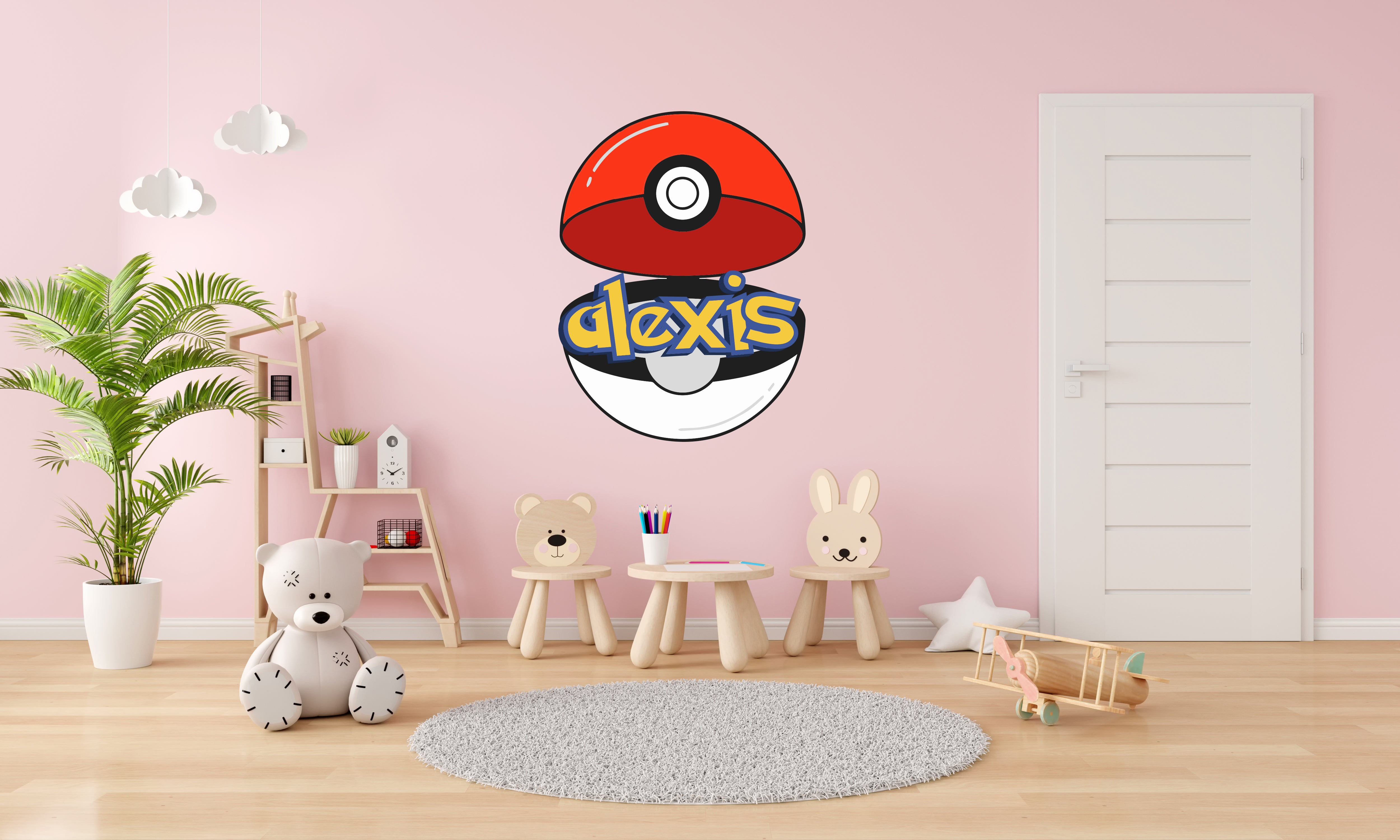 Pokeball Personalized Custom Name Pokemon Wall Sticker Decal WP330