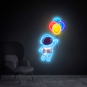 Astronaut Holding Balloons Funny Neon Sign Decorative Wall Decor