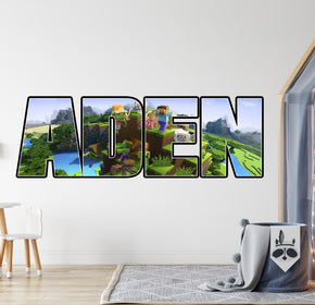 Minecraft Personalized Name Wall Sticker Removable Decal Custom Decor Art MT21