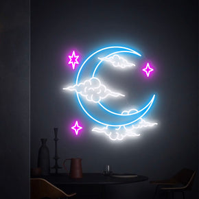 Moon and Stars Neon Sign Decorative Wall Decor