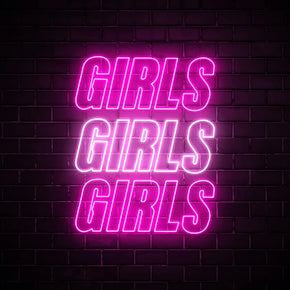 GIRLS GIRLS GIRLS Neon Sign Decorative Wall Decor