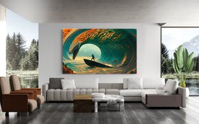 Abstract Dragon Surfer Painting Artwork Canvas Print Giclee