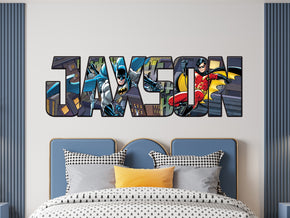 Batman & Robin Personalized Custom Name Wall Sticker Decal